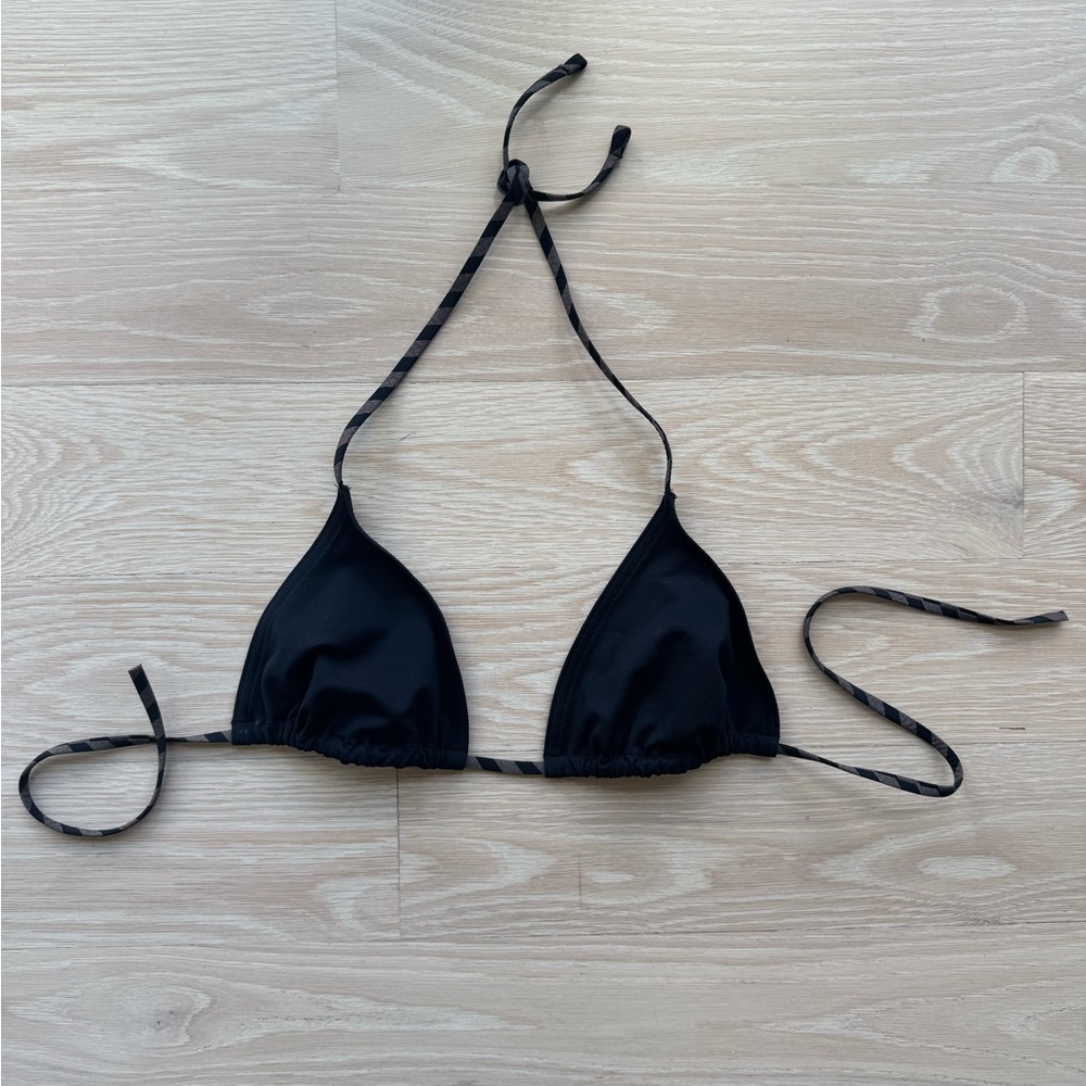 Eres Black/ Bronze stripe cording Triangle Bikini Top size 8